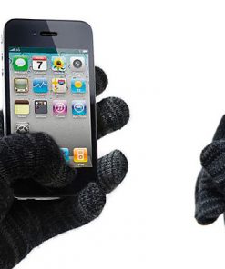 Avanca-Touchscreen-handschoenen-two-tone-fuzzy-black-met-iphone